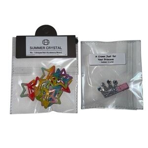 Star Glitter Hair Clips and PRINCESS CROWN Glitter Rhinestone Clip